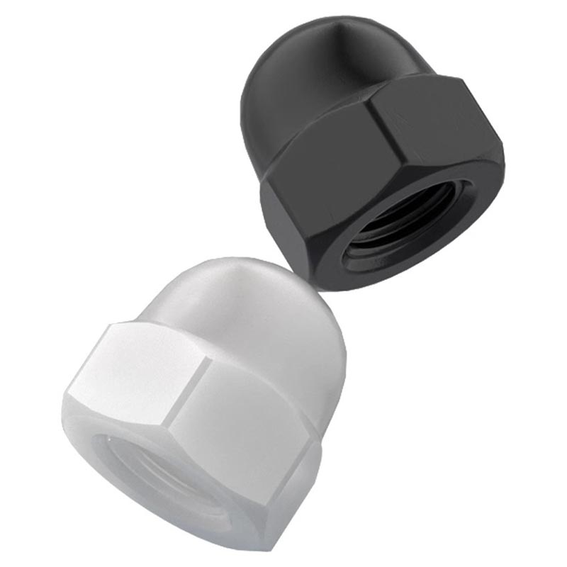 Hexagon domed cap nucis cum nonmetallic inserta